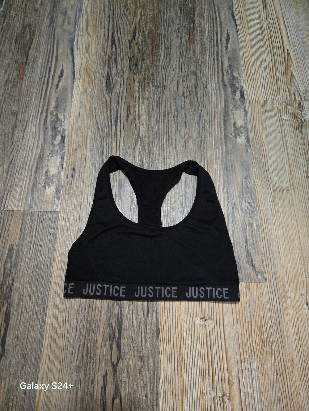 Justice Black Sports Bra with Logo Band